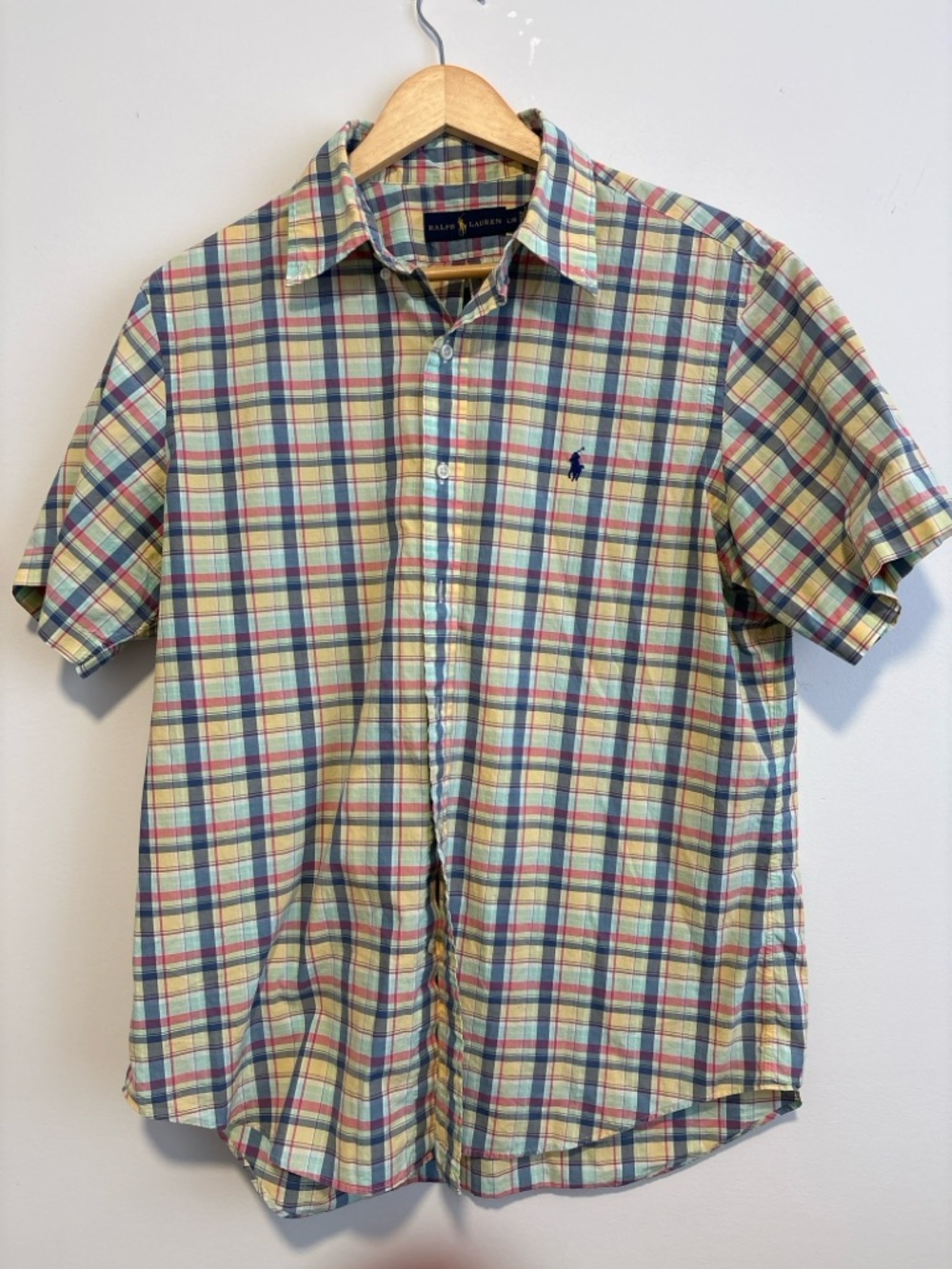 Ralph Lauren Short-Sleeve Plaid Button-Down Shirt - Yellow, Blue, Red